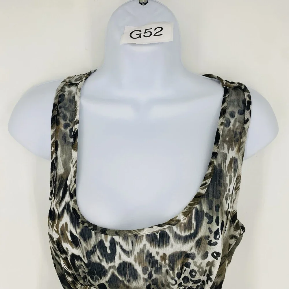 Y2K Buckle Tank Top Sheer Mesh Animal Print Peplum Medium Vintage Edgy Emo - Picture 2 of 8